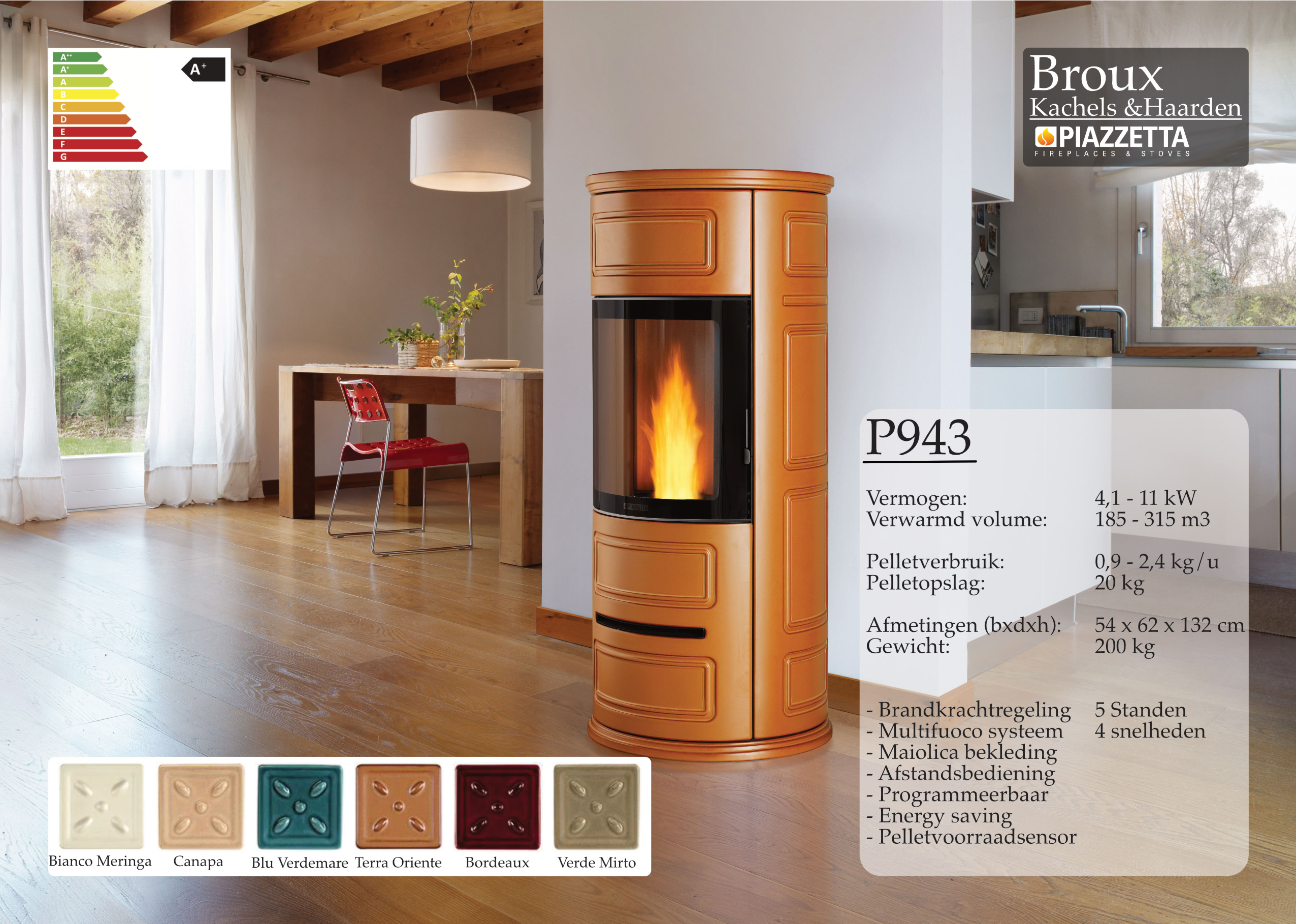 Pelletkachel Piazzetta P943 Terra Oriente