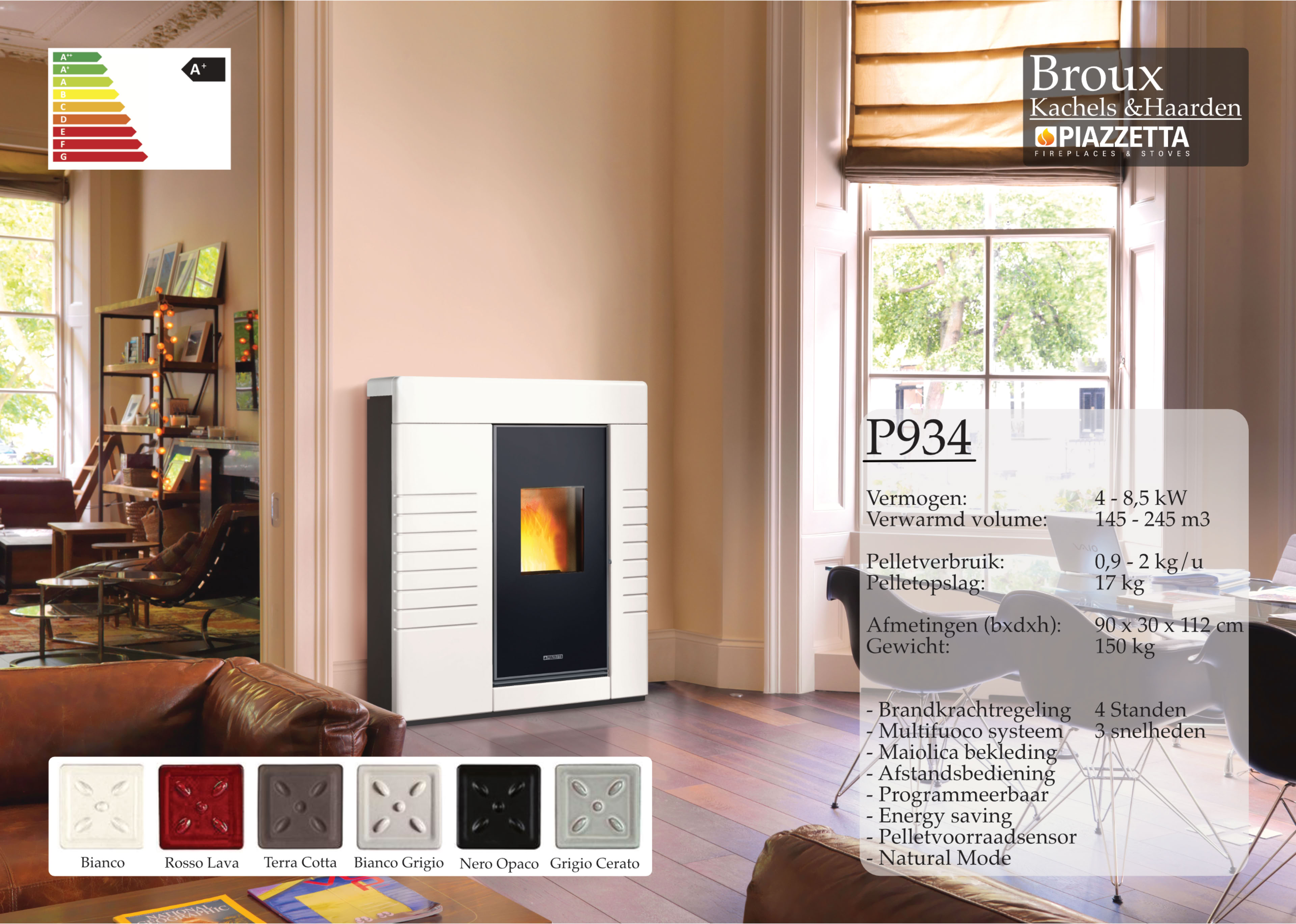 Pelletkachel Piazzetta P934 Bianco