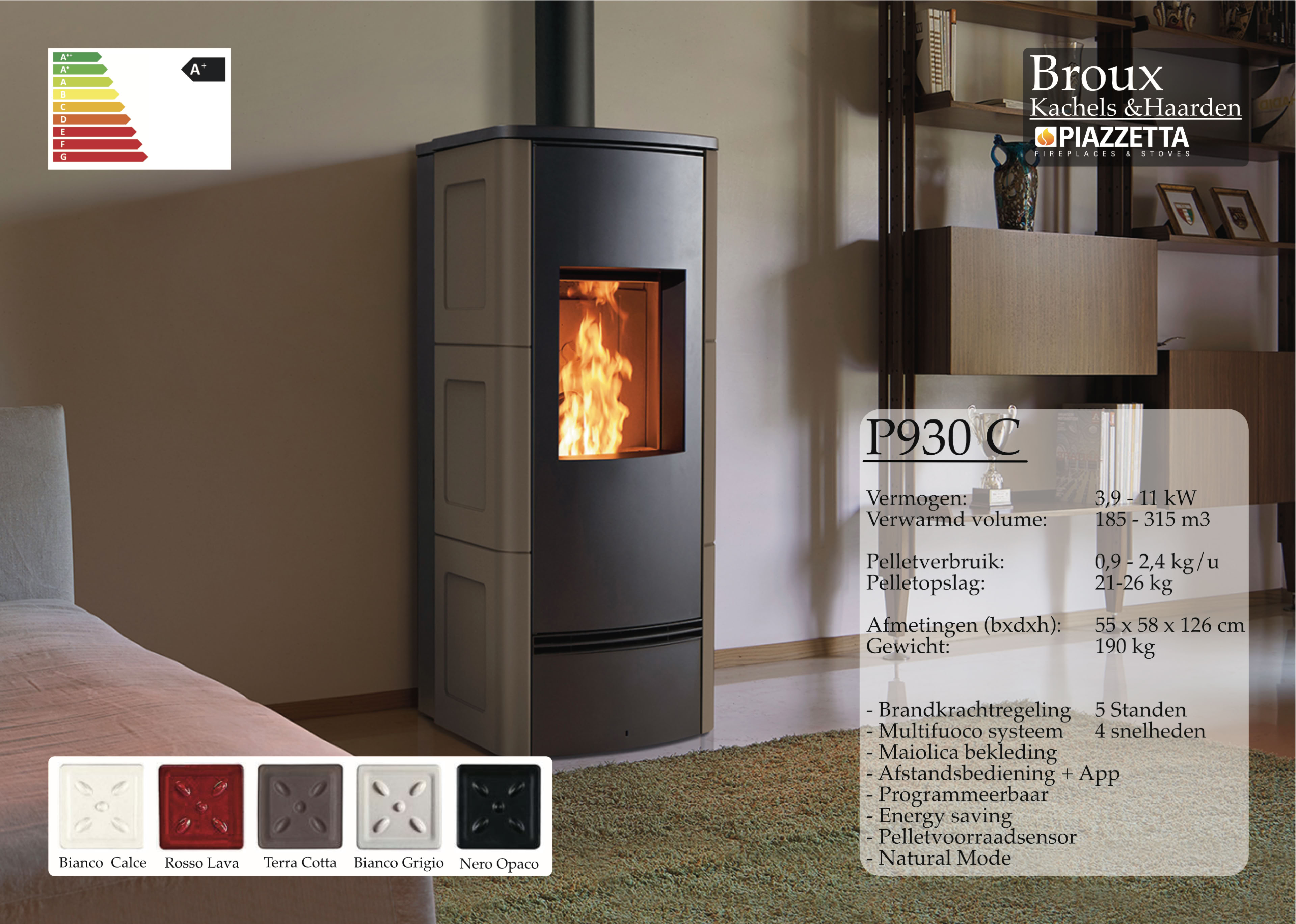 Pelletkachel Piazzetta P930C Terra Cotta